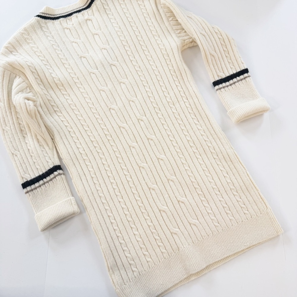 Heartloom Evereve Womens Large Odette Varsity Ivory Cableknit Sweater Dress - Picture 10 of 11